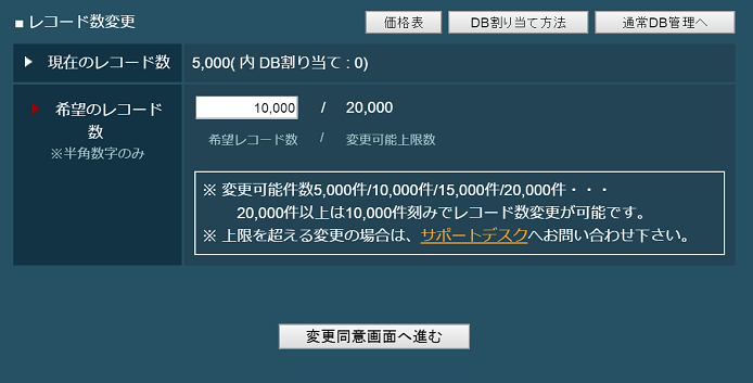 契約レコード数変更 Spiral Ver 1 サポートサイト